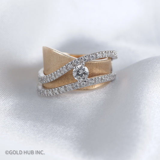Yellow And White Gold, Prong And Bead Set Bejeweled Ring