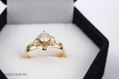 Gem Stone Harmony: Split Shank 10K Gold Ring