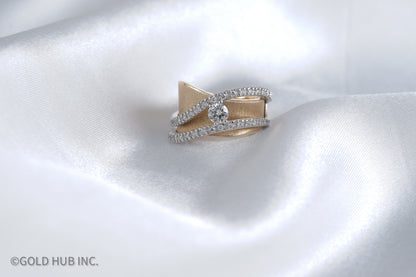 Yellow And White Gold, Prong And Bead Set Bejeweled Ring