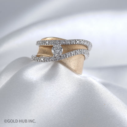 Yellow And White Gold, Prong And Bead Set Bejeweled Ring
