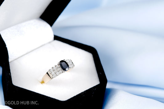 14 K. Gold, Black Crystal Ring
