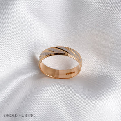 Two Tone Engraved Wedding Band in 24K Gold