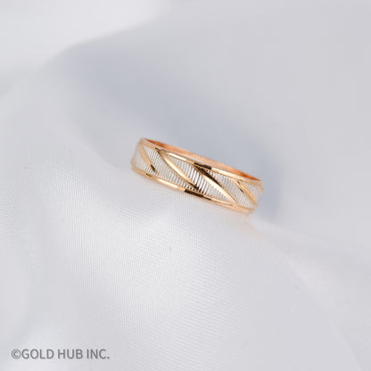 Two Tone Engraved Wedding Band in 24K Gold