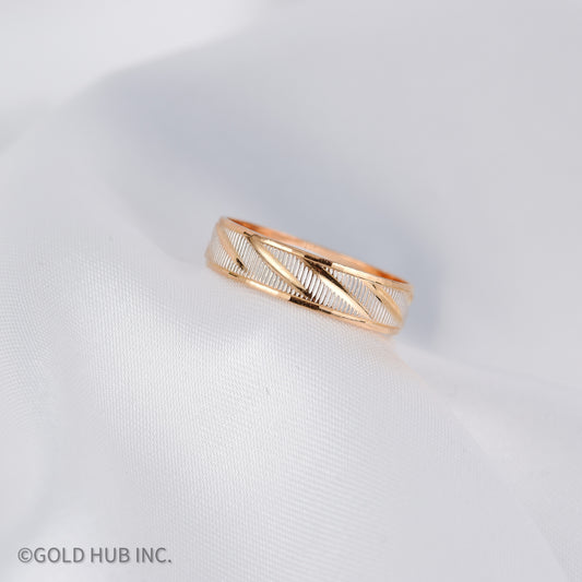 Two Tone Engraved Wedding Band in 24K Gold