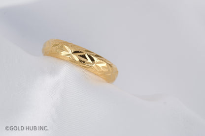 24K Gold Hammered Antique Yellow Gold Band