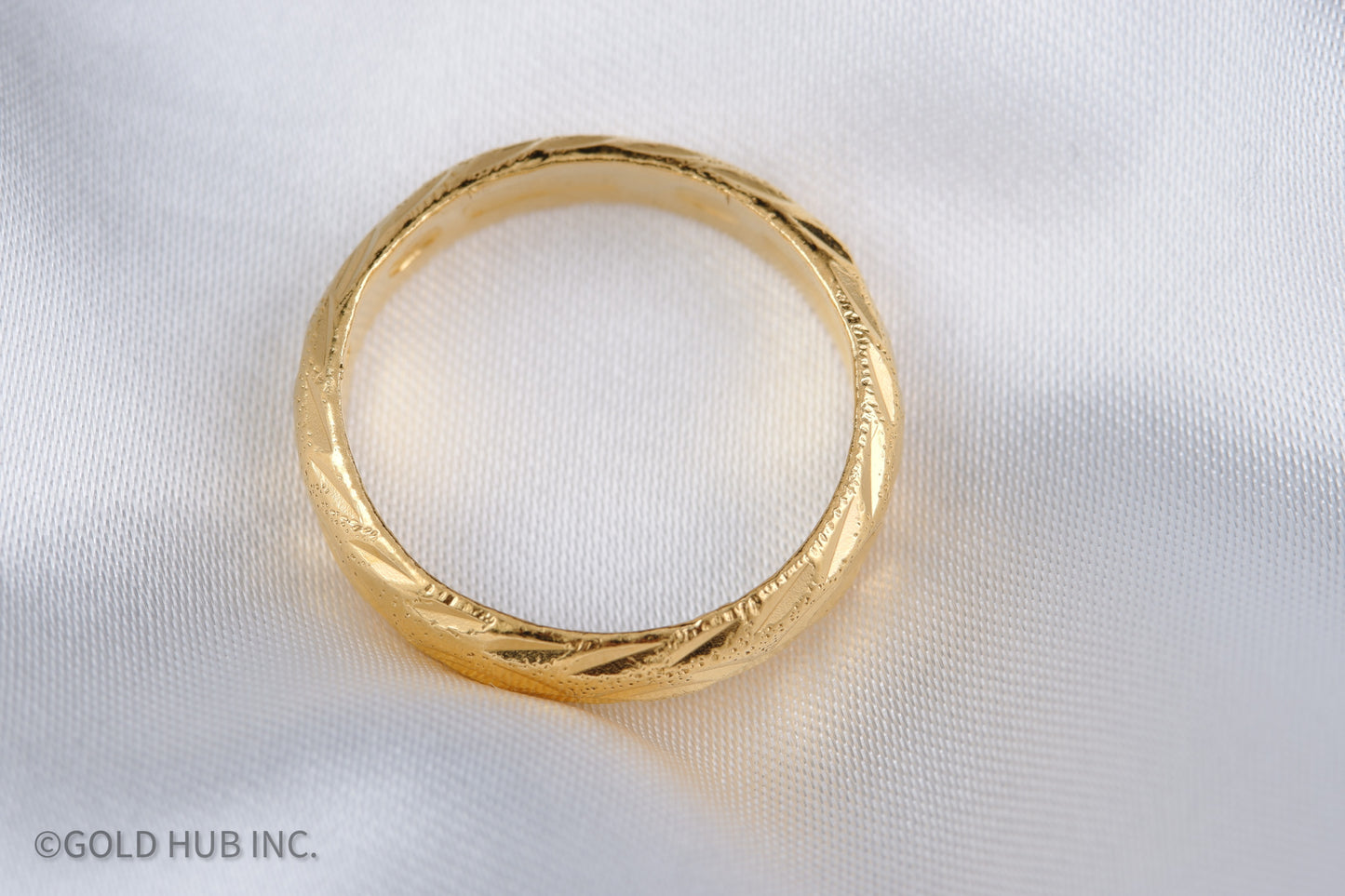 24K Gold Hammered Antique Yellow Gold Band