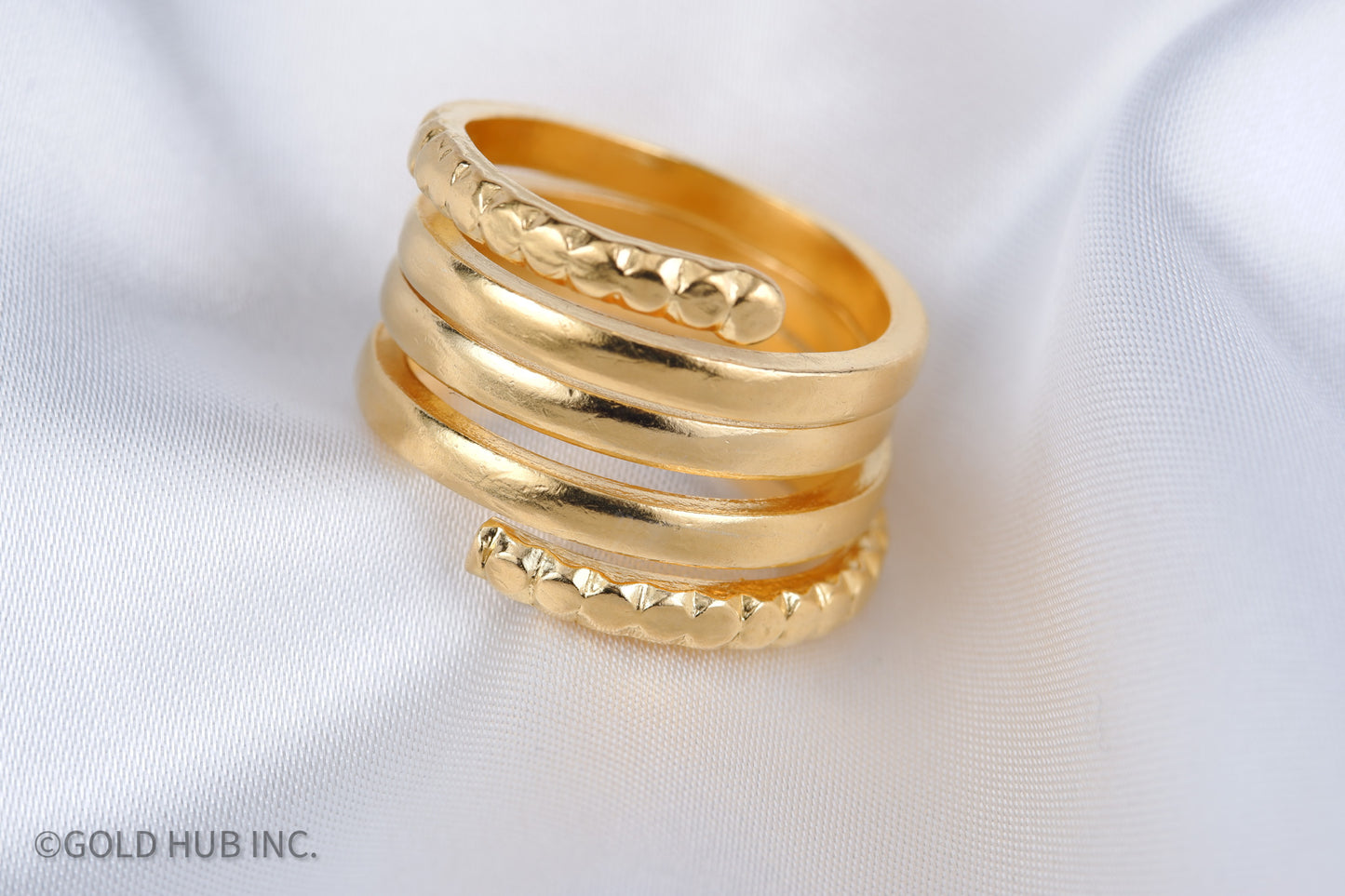 24K Pure Gold Bold Spiral Ring in Antique Finish