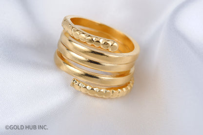 24K Pure Gold Bold Spiral Ring in Antique Finish