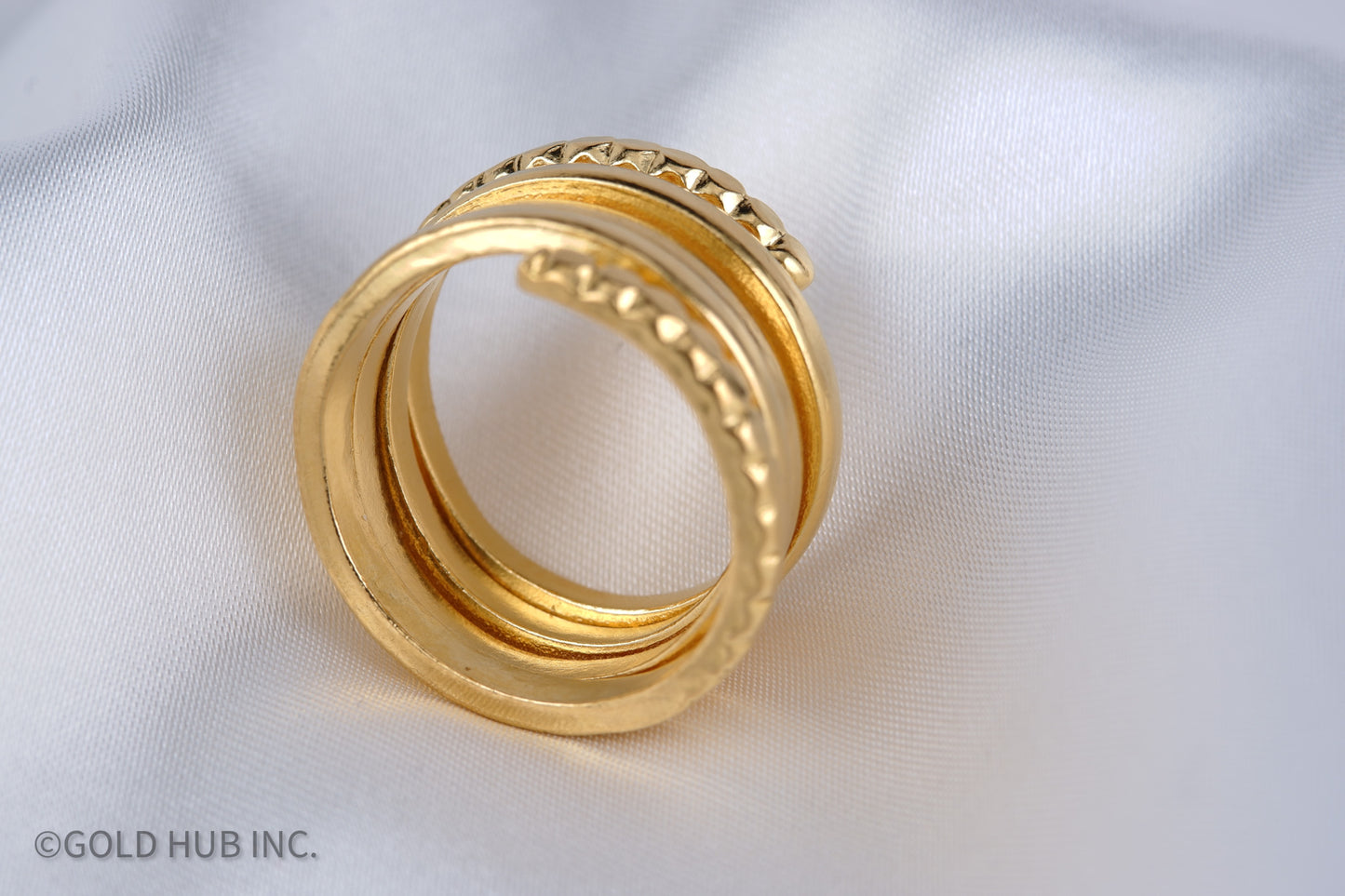 24K Pure Gold Bold Spiral Ring in Antique Finish