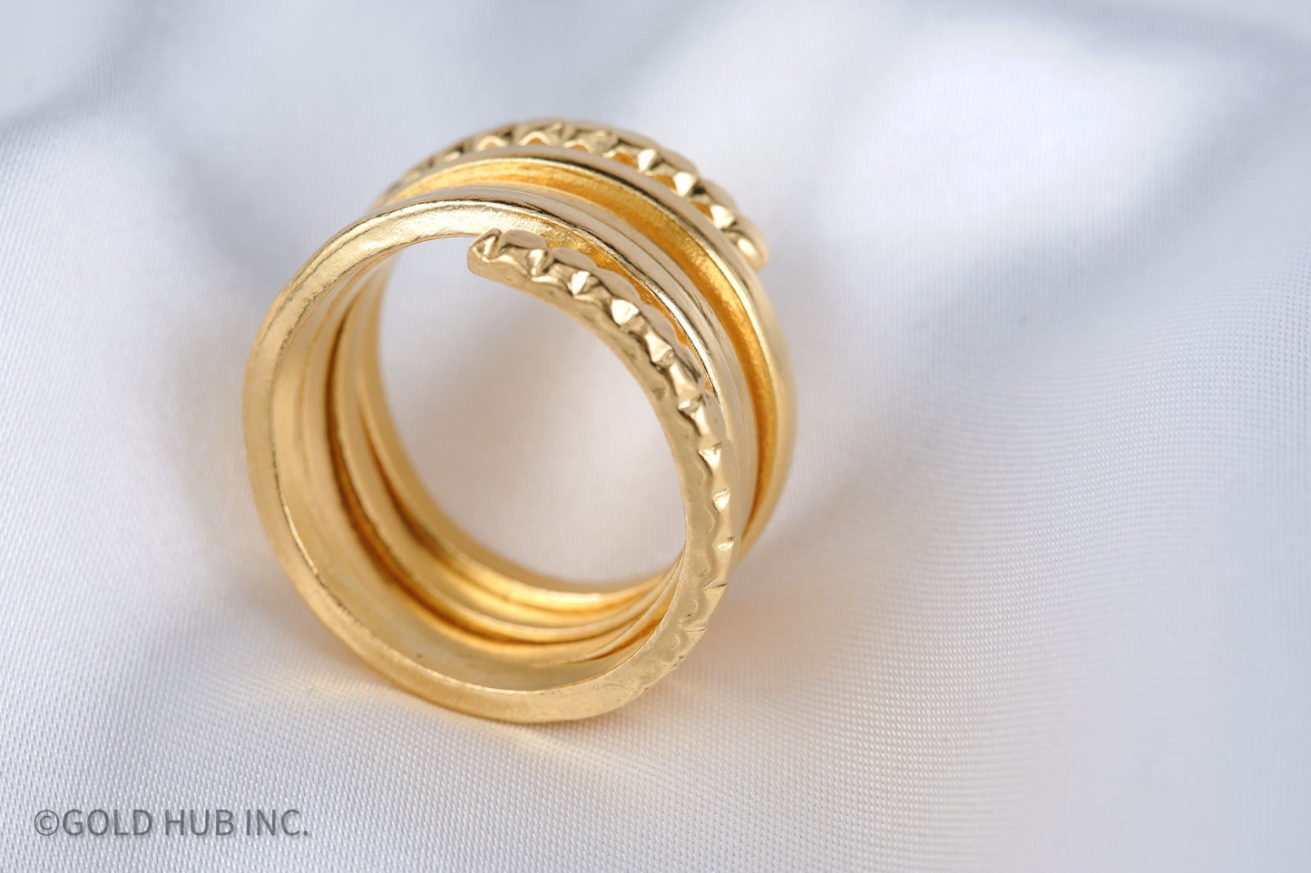 24K Pure Gold Bold Spiral Ring in Antique Finish
