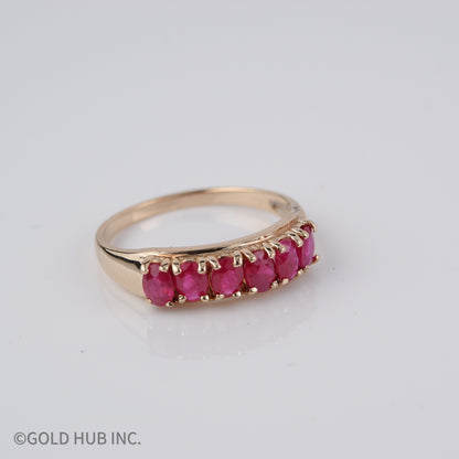 Ruby Colored Stone Channel Ring in 10K Gold