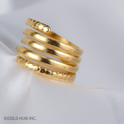 24K Pure Gold Bold Spiral Ring in Antique Finish