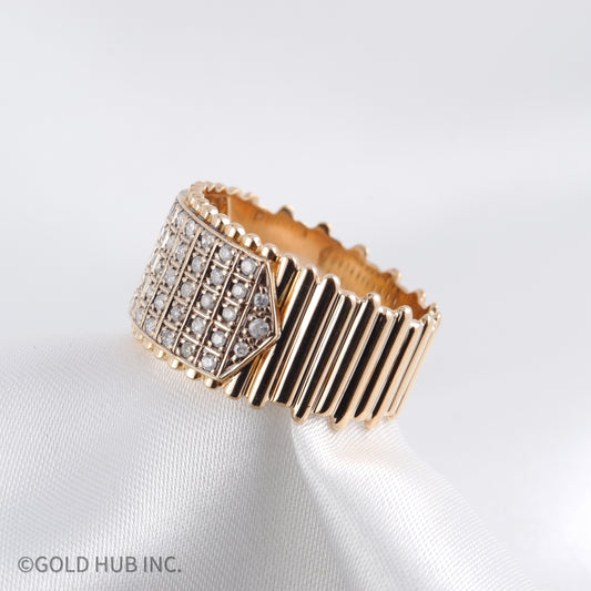Artistic 18K Yellow Gold Ring with Cutting Edge Design