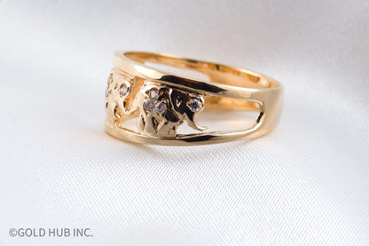 18K Elephant Carved Good Luck Gift Ring in Yellow Gold