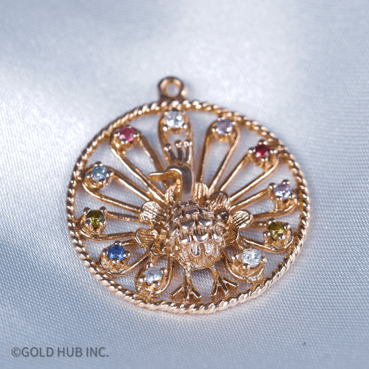 14k Peacock Pendant