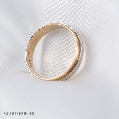 Beautiful Rose Engraved 14K Gold Wedding Band