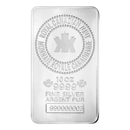 10 OZ Royal Canadian Mint Silver Bar